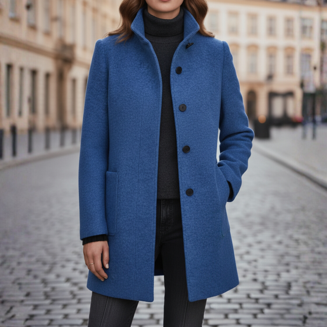 Damenmantel aus Polyester mit schwarzen Knöpfen | Vestea