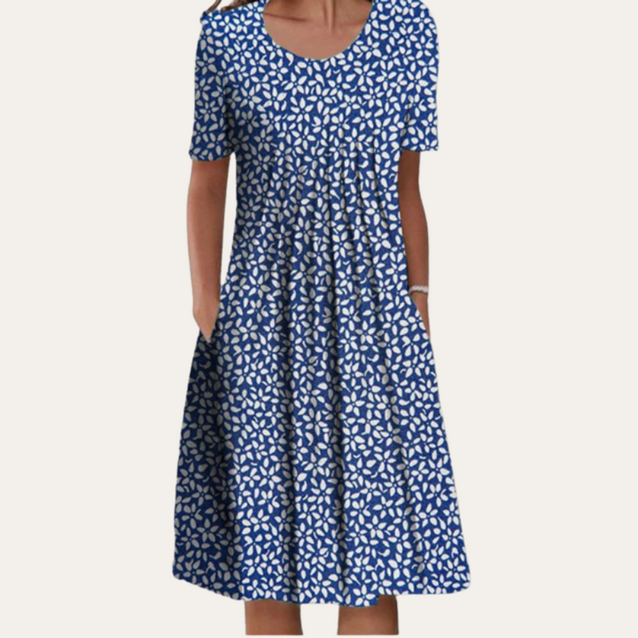 Vestea | Baumwoll Kurzarm Midikleid Damen
