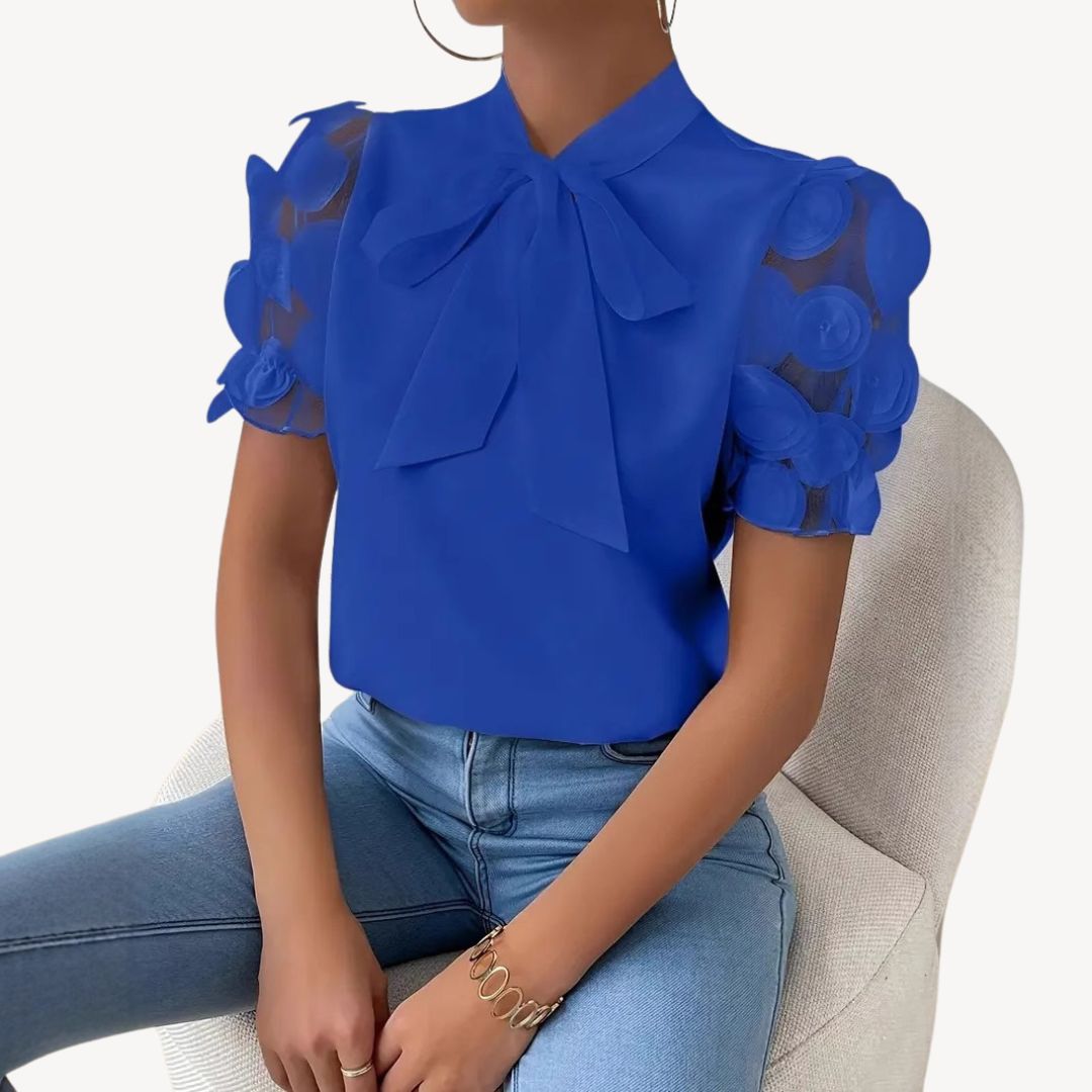 Damen Bluse Chiffon Schleife | Vestea
