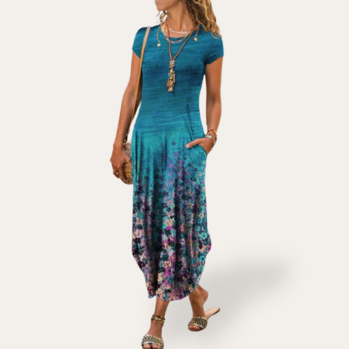 Vestea | Damen Blumen Maxikleid aus Baumwolle