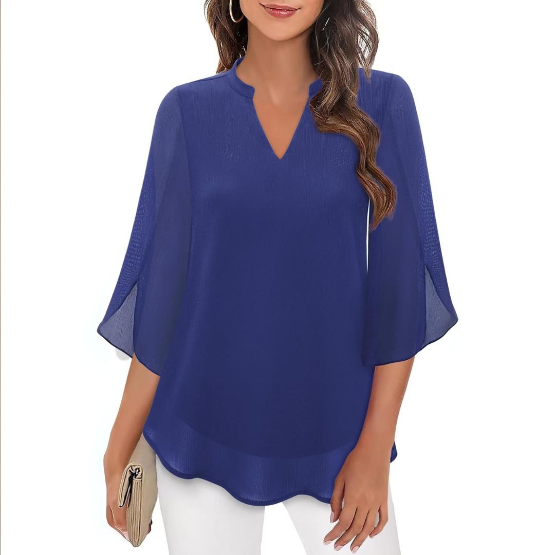 Chiffon V-Ausschnitt Bluse Damen | Vestea