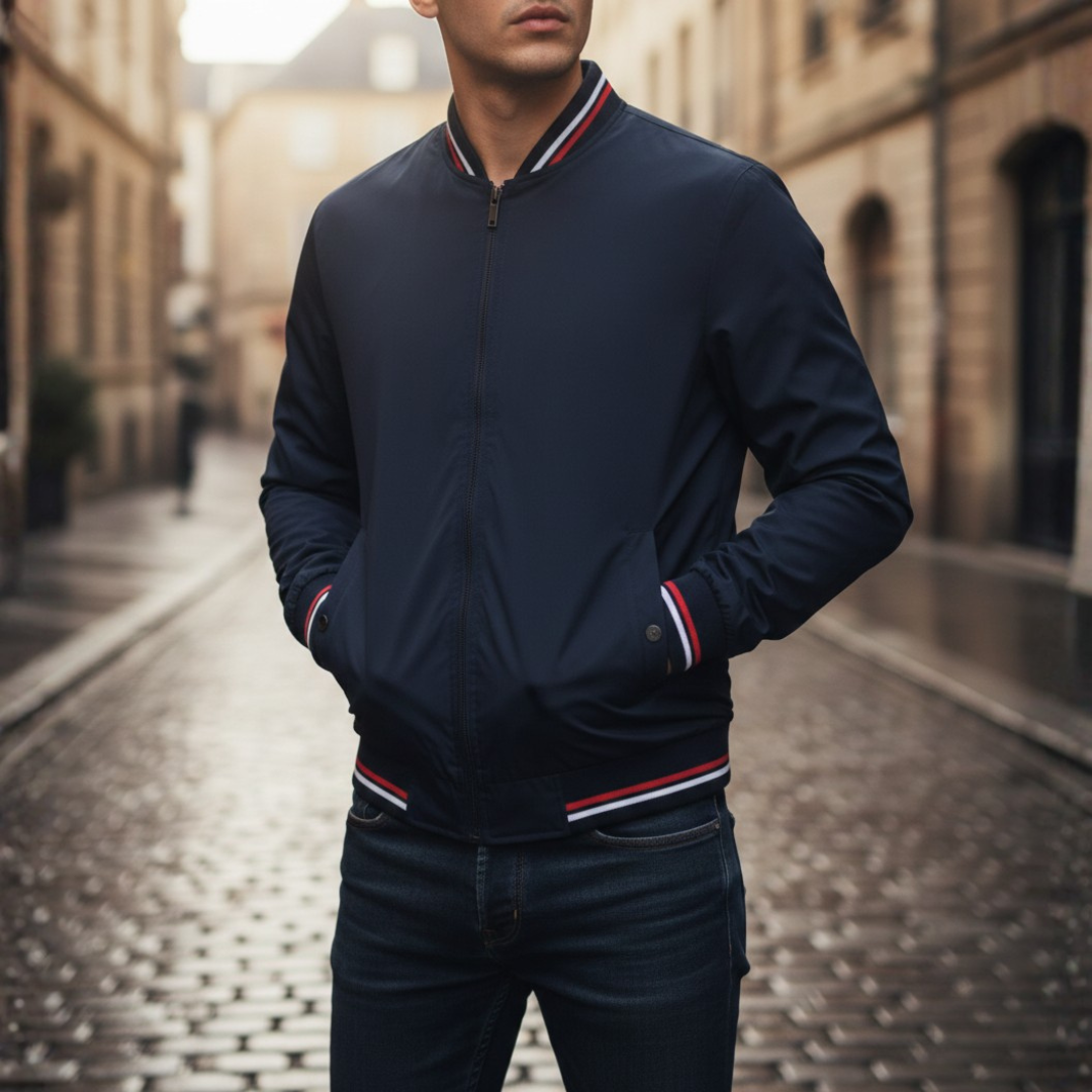 Chaqueta corta con cremallera ligera para hombre