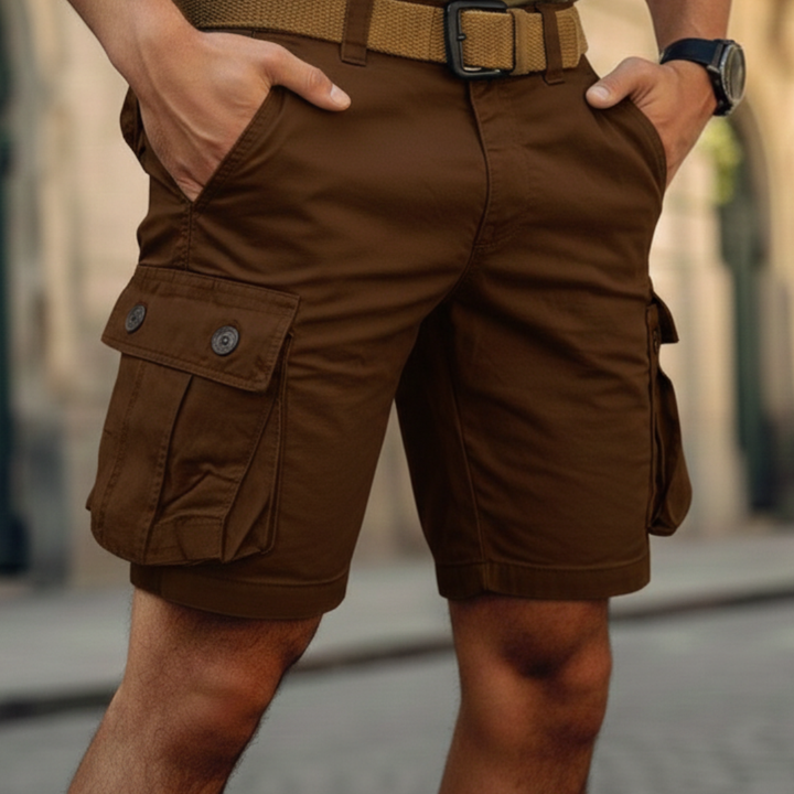 Shorts cargo en coton pour homme avec poches multiples et taille ajustable