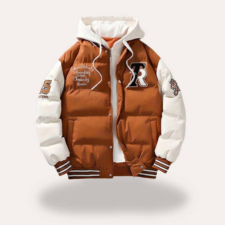 Herren Varsity Pufferjacke mit Kapuze | Vestea