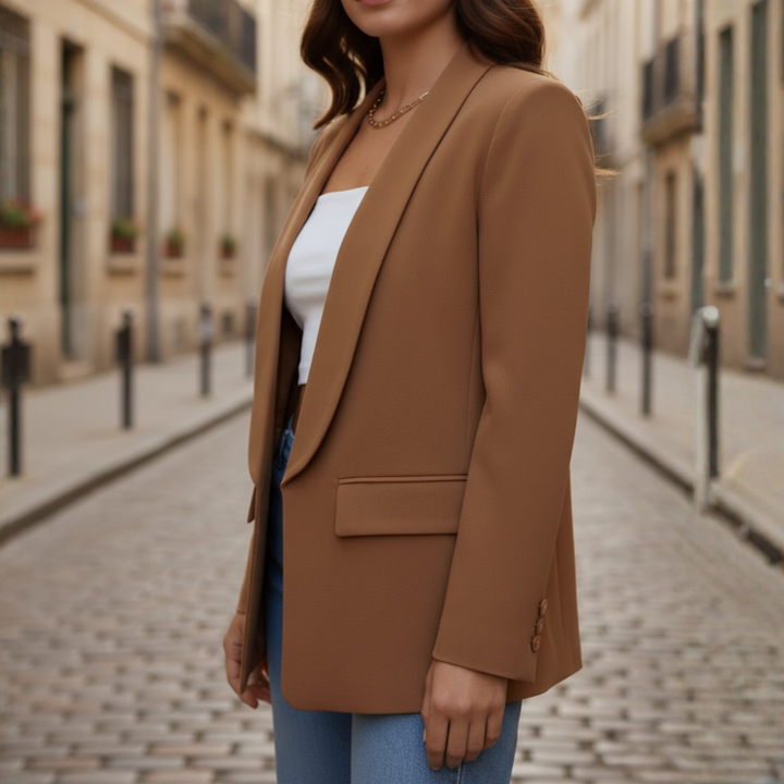 Damenjacke aus Stretchstoff mit langen Ärmeln und Taschen | Vestea