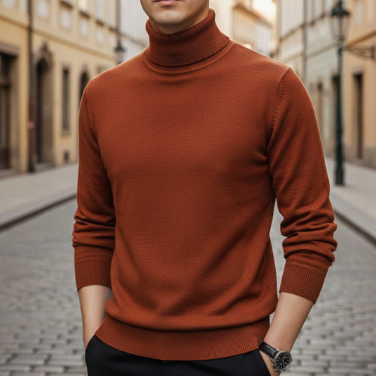 Turtleneck Sweater Knit Pullover Mens