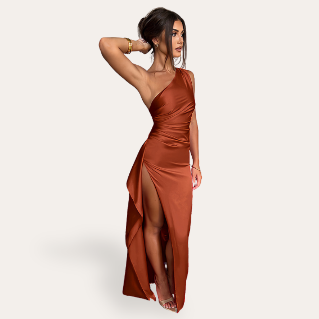 Vestea | Damen Satin-One-Shoulder-Abendkleid mit Schlitz
