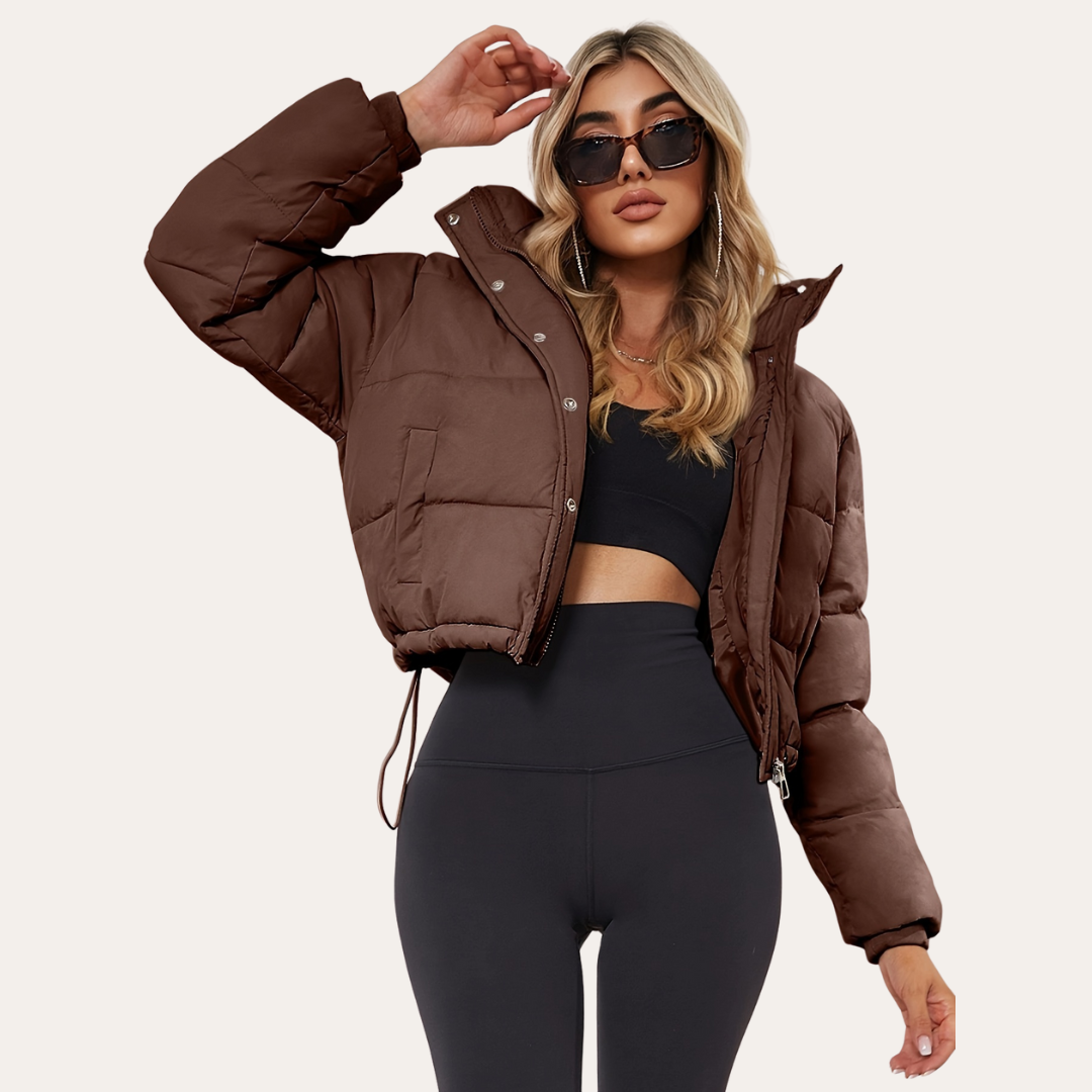 Damen Kurze Pufferjacke mit Kapuze | Vestea