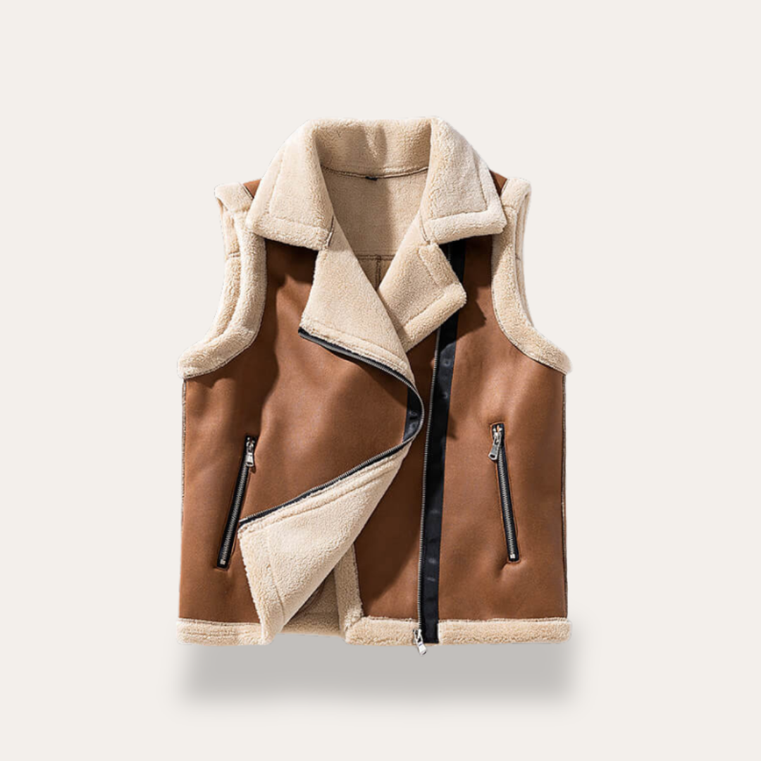 Kunstleder-Weste mit Fleece-Innenseite fur Herren | Vestea