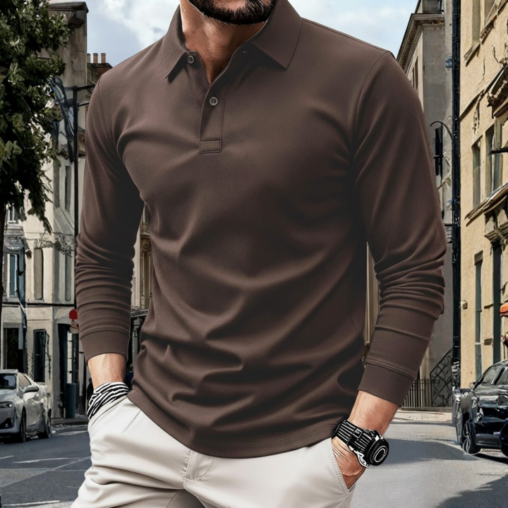 Polo à manches longues pour homme avec bordure contrastante