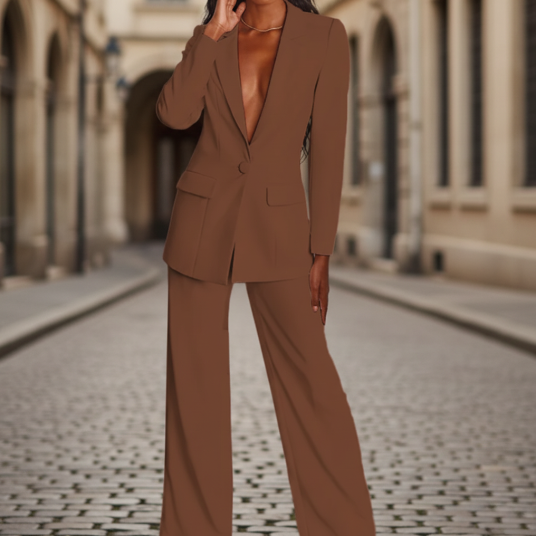 Damen Anzug Blazer mit Palazzo Hose Elegant | Vestea