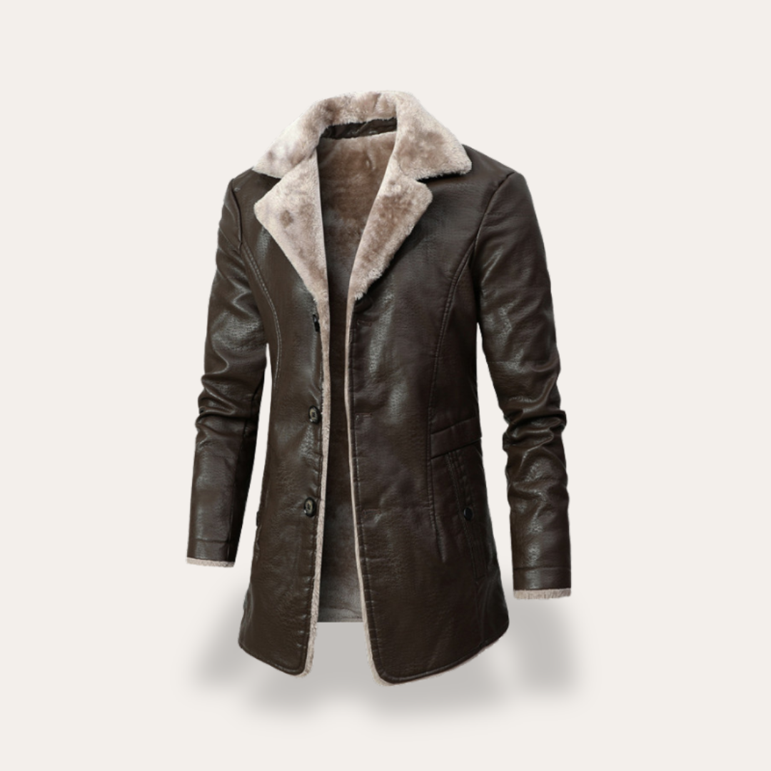 Lederjacke mit Kunstfellkragen für Herren | Vestea