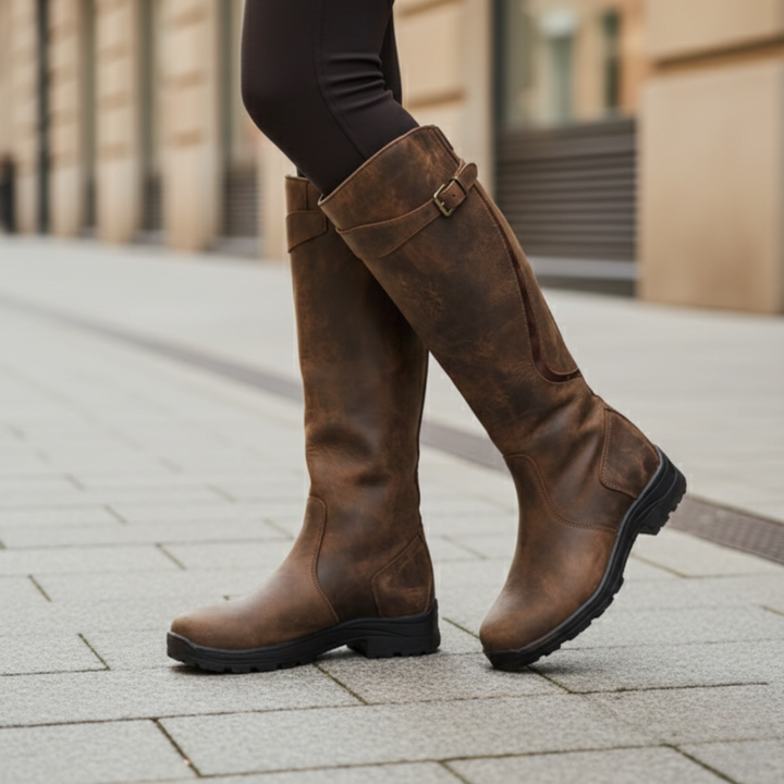 Bottes orthopédiques montantes imperméables en cuir végétal pour femmes