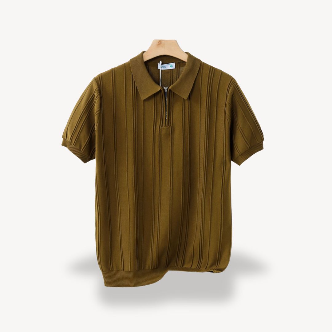Herren Rippstrick Half-Zip Poloshirt | Vestea