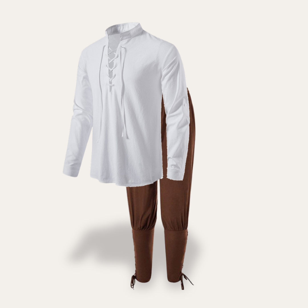 Vestea | Herren Mittelalterliches Baumwoll-Set – Langarm Tunika & Hose