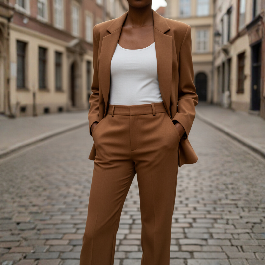 Damen Anzug Blazer mit Palazzo Hose | Vestea