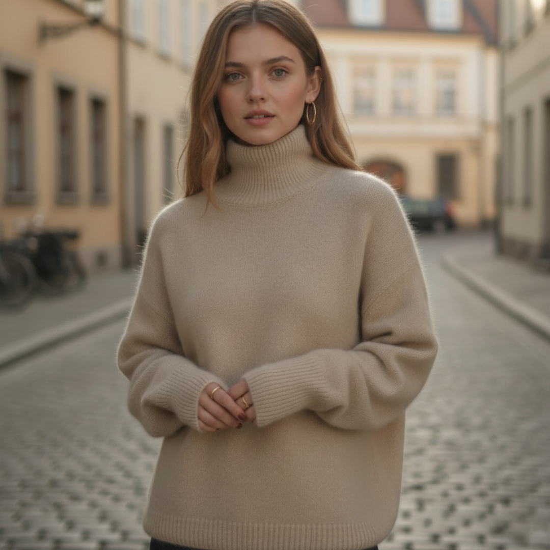 Turtleneck Sweater Knit Oversized Women Winter