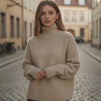 Turtleneck Sweater Knit Oversized Women Winter