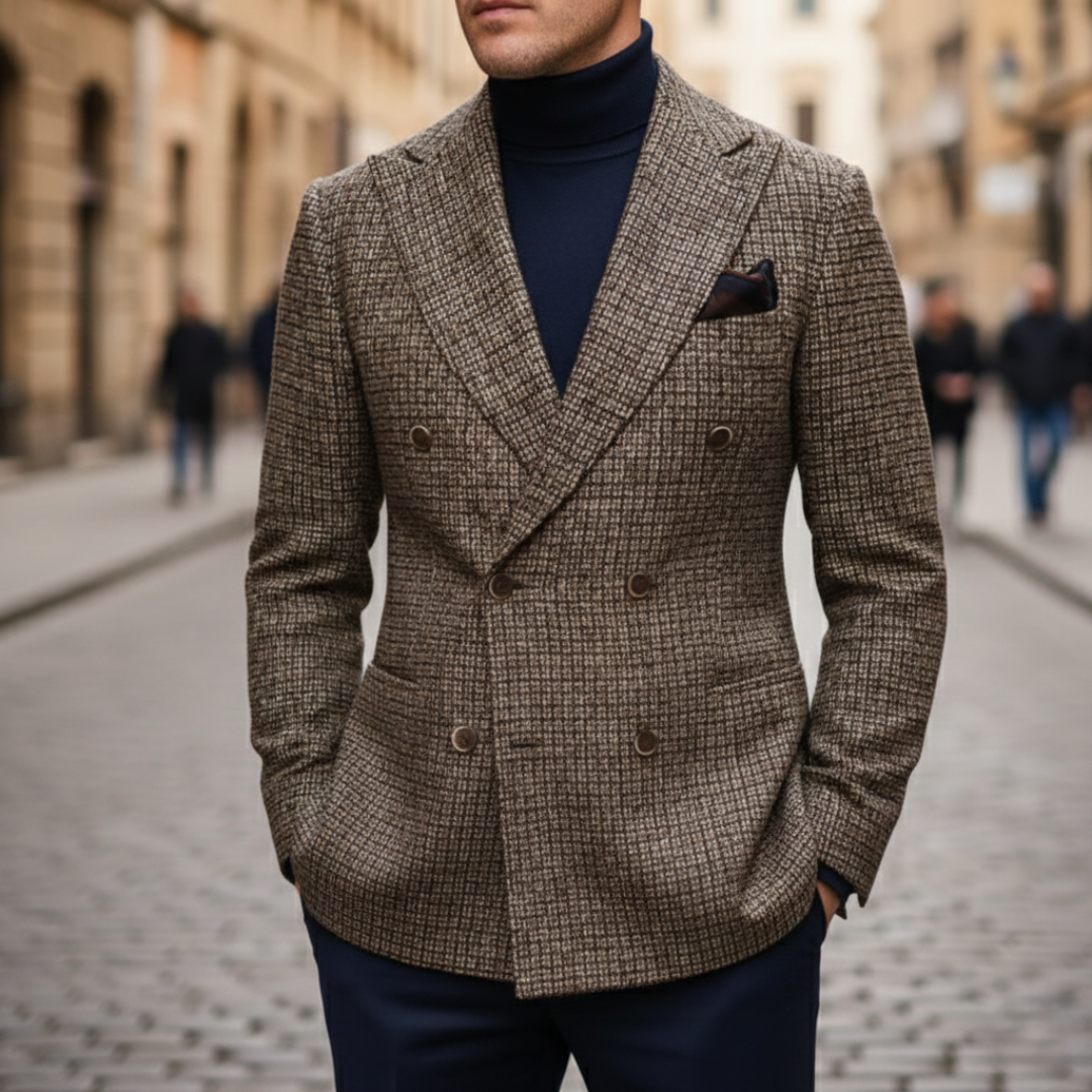 Veste croisée à carreaux pour homme