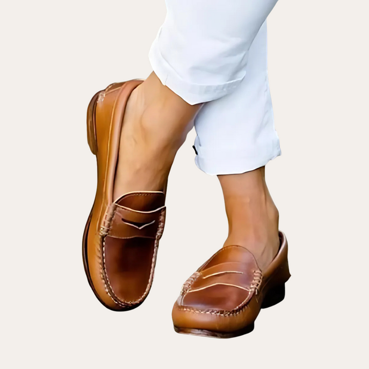 Orthopädische Damen Leder Loafer Slipper Bequem Schuhe | Vestea