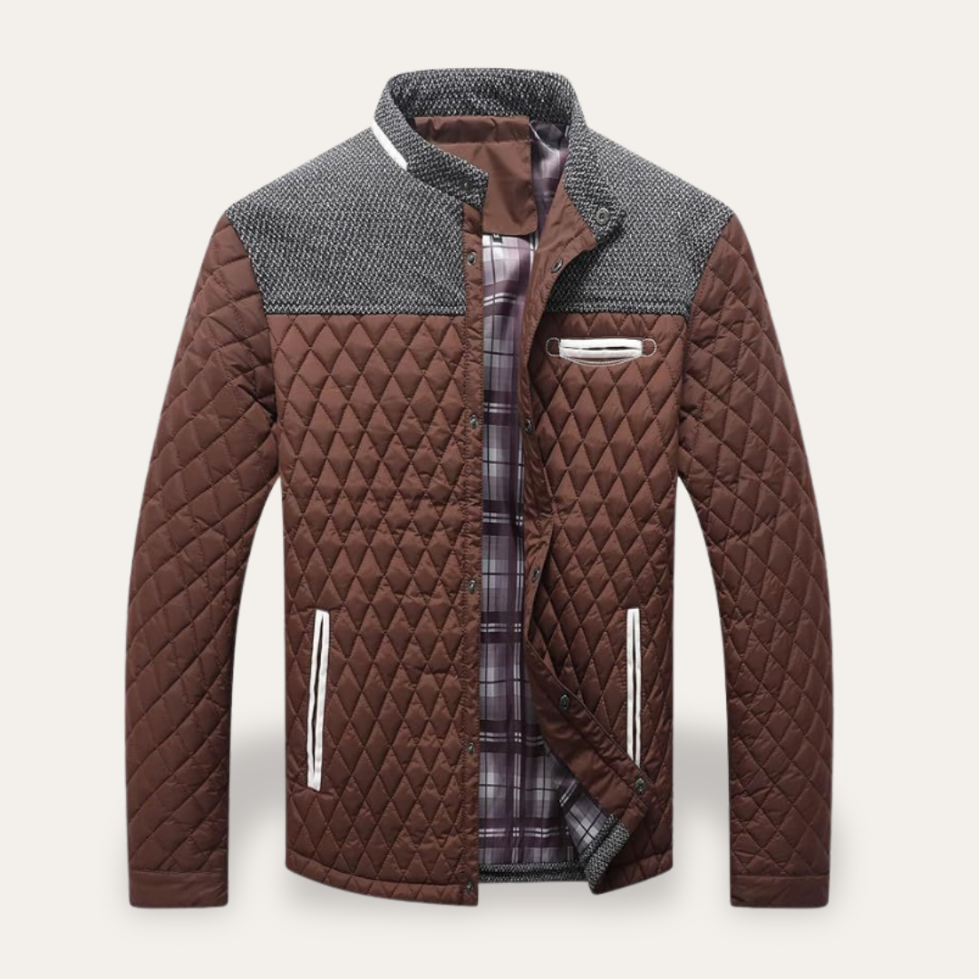 Herren-Steppjacke mit Stehkragen und Strickdetails | Vestea