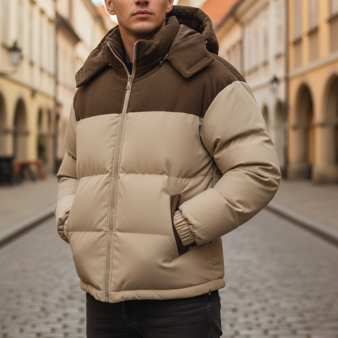 Winter down jacket for men with hood | Vestea