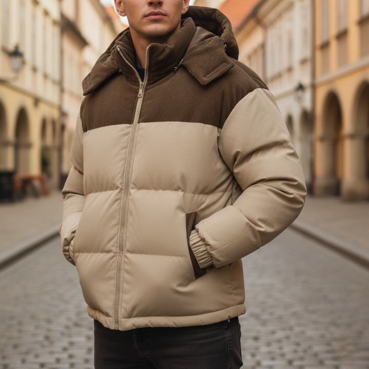 Winter down jacket for men with hood | Vestea