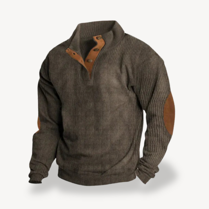 Herren Rippenpullover mit Ellenbogenpatches | Vestea