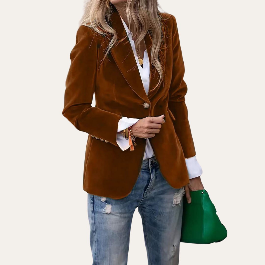 Damen Samt Blazer Jacke Elegant | Vestea