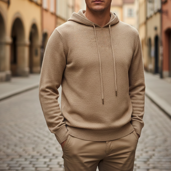 Suéter con capucha tejido para hombre