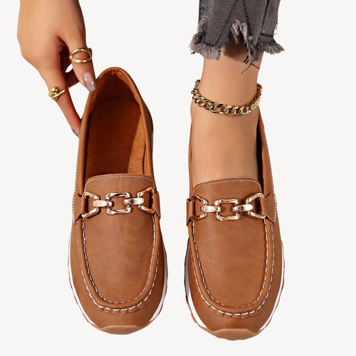 Damen Orthopädische Wildleder-Loafer mit Kette | Vestea