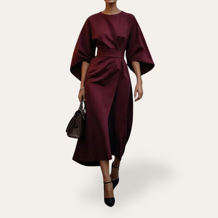 Vestea | Damen Kleid mit weiten Ärmeln aus Leinenmischung