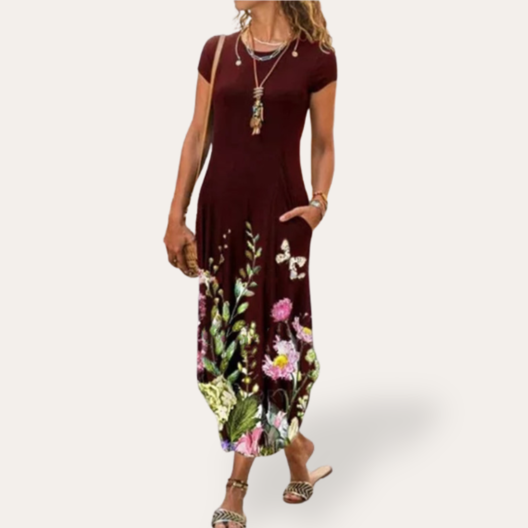 Vestea | Damen Blumen Maxikleid aus Baumwolle