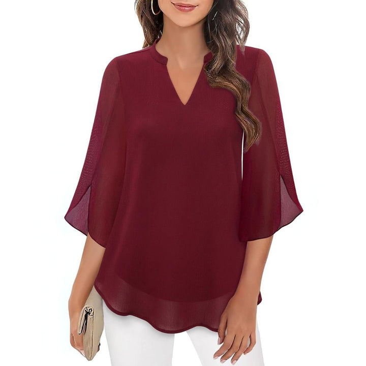 Chiffon V-Ausschnitt Bluse Damen | Vestea