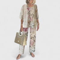 Women's Two-Piece Outfit Set Lightweight Relaxed Fit Top And Pants