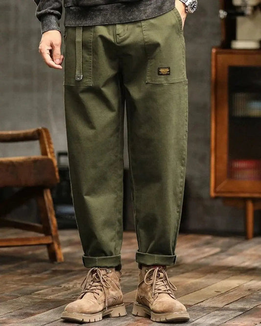Men's Cargo Pants Cotton Relaxed Fit Multiple Pockets Casual