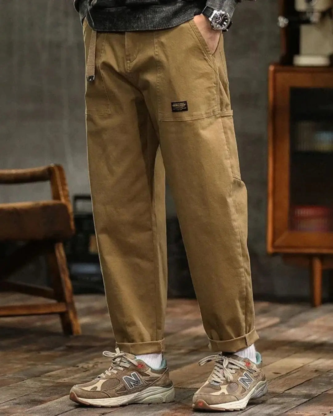 Men's Cargo Pants Cotton Relaxed Fit Multiple Pockets Casual
