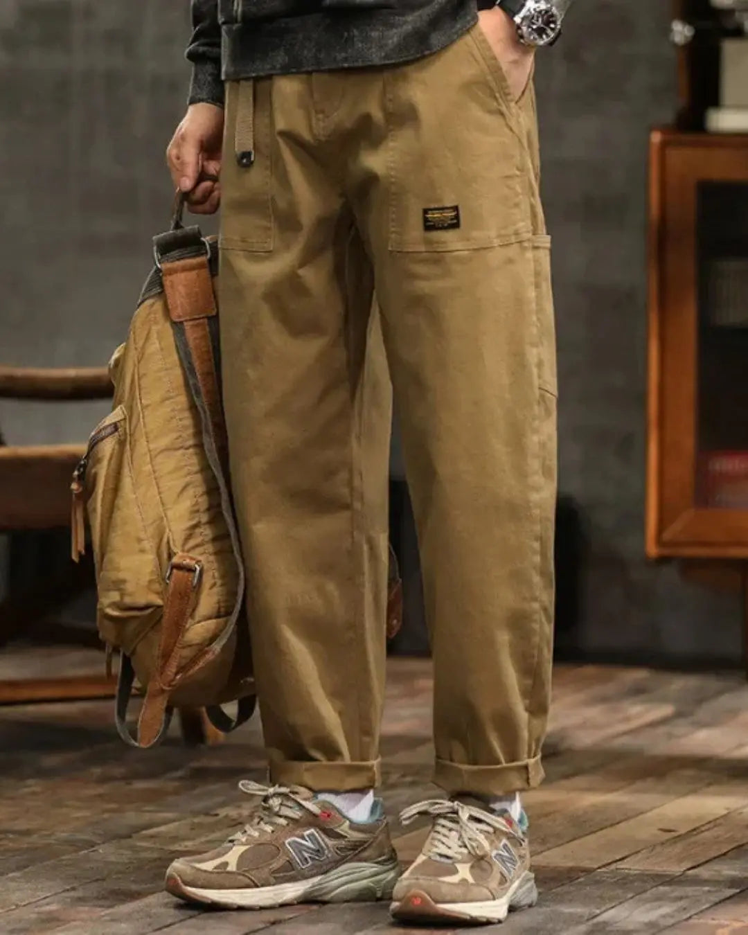 Men's Cargo Pants Cotton Relaxed Fit Multiple Pockets Casual
