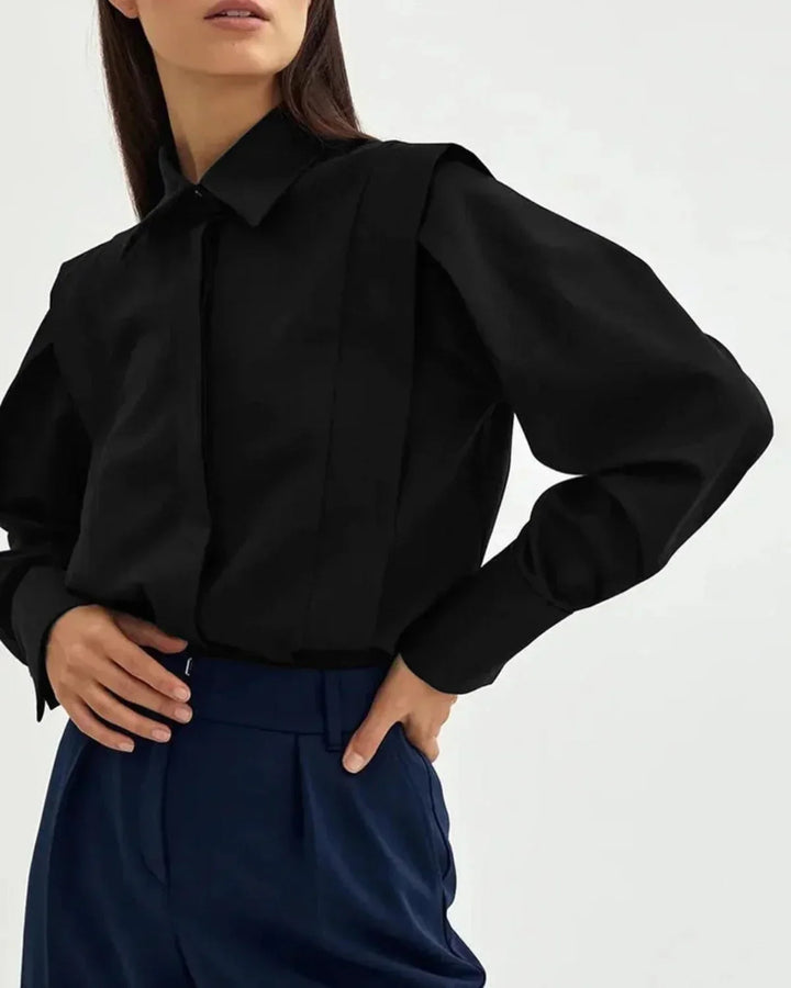 Camisa de mujer con cuello cuadrado y botones multicolor