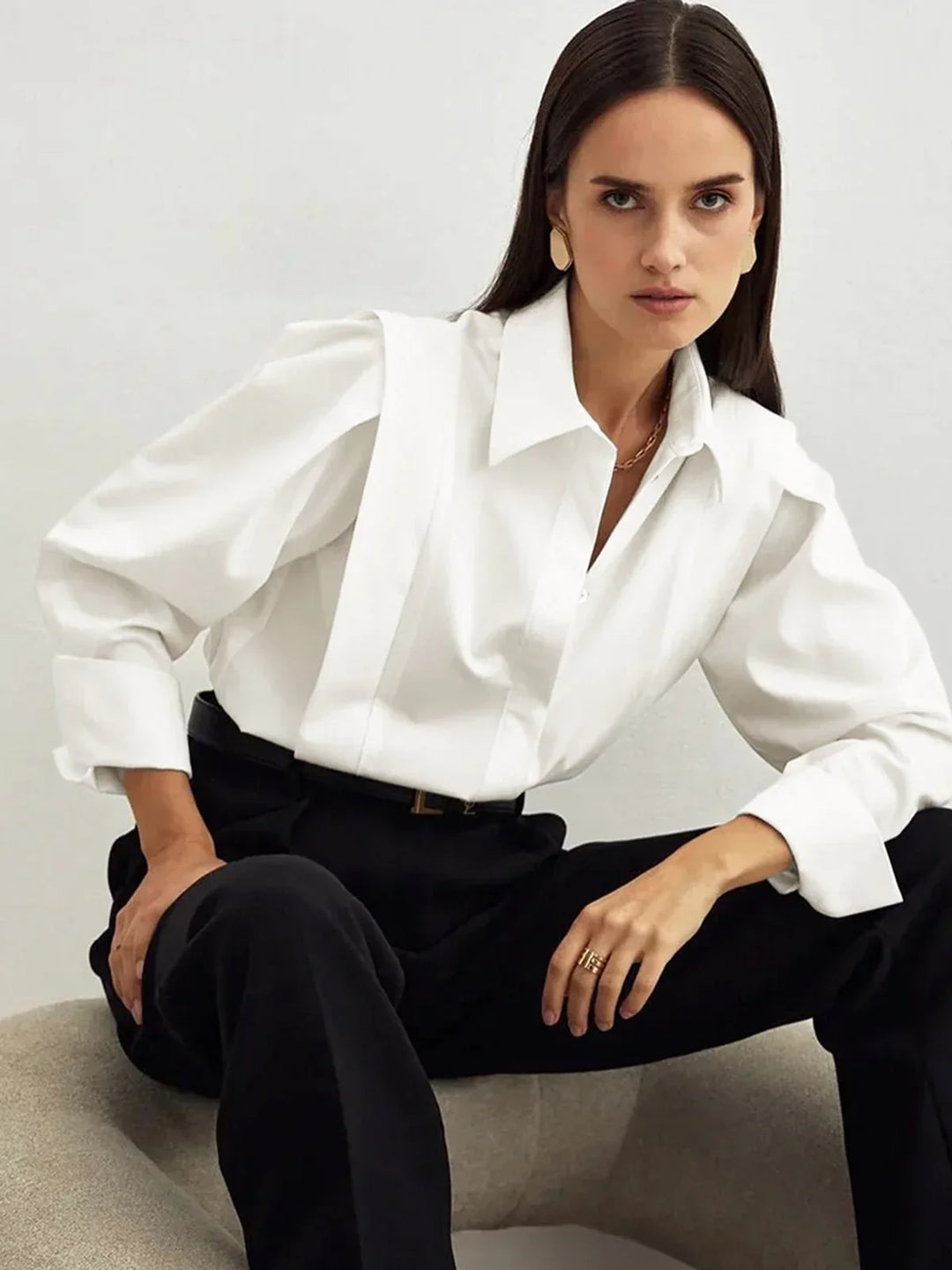 Camisa de mujer con cuello cuadrado y botones multicolor