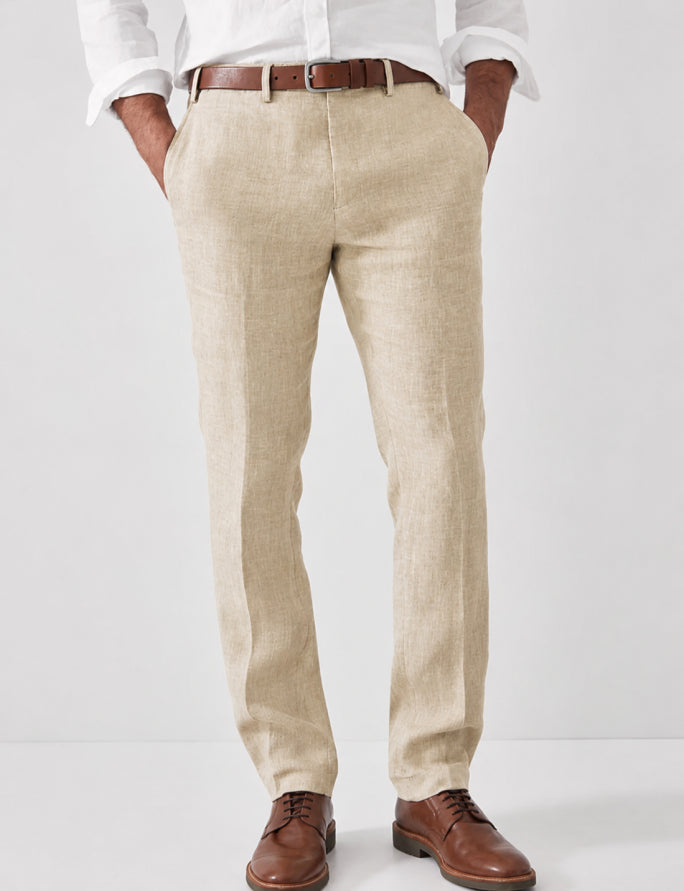 Pantalon habillé en lin pour homme | Coupe slim été