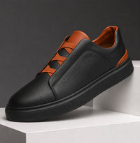Men's Elastic Strap Leather Sneakers | Classic Fit