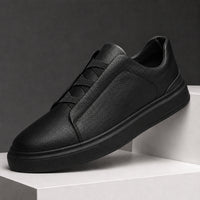 Men's Elastic Strap Leather Sneakers | Classic Fit