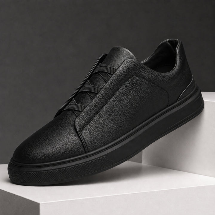 Men's Elastic Strap Leather Sneakers | Classic Fit