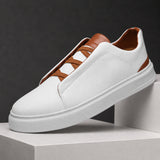 Men's Elastic Strap Leather Sneakers | Classic Fit