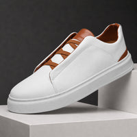 Men's Elastic Strap Leather Sneakers | Classic Fit
