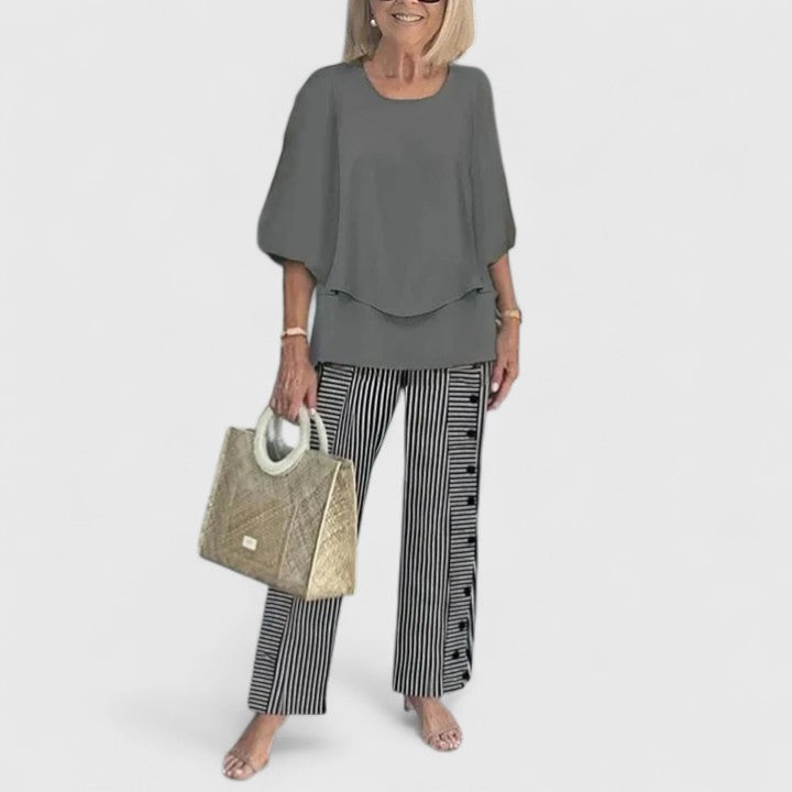 Ensemble deux pièces pour femme, haut léger à coupe décontractée et pantalon