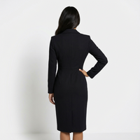 Women's Midi Dress Blazer Style Button-Up Long Sleeve Tailored Fit