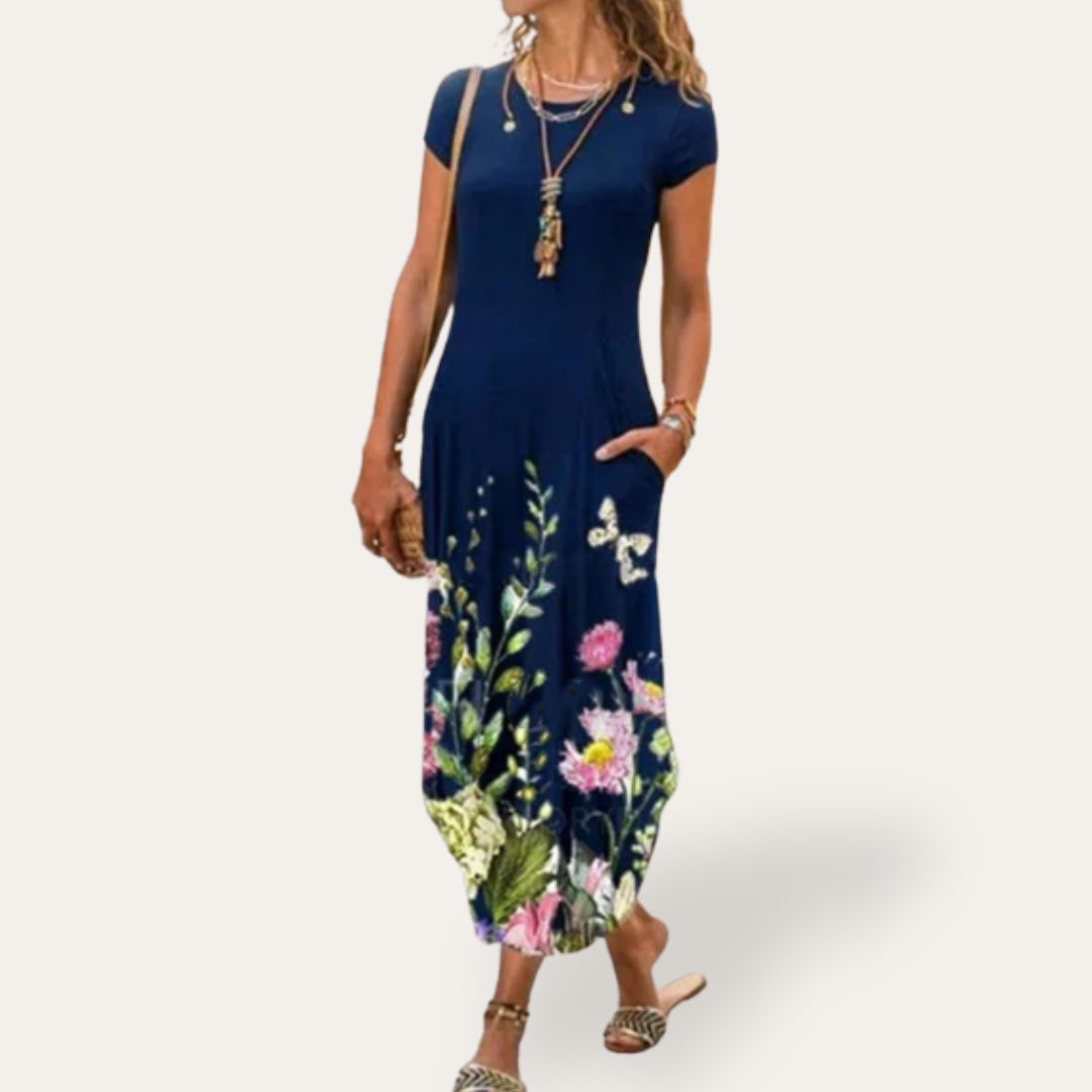 Vestea | Damen Blumen Maxikleid aus Baumwolle