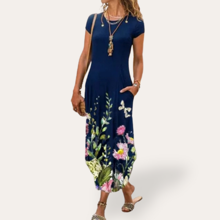 Vestea | Damen Blumen Maxikleid aus Baumwolle